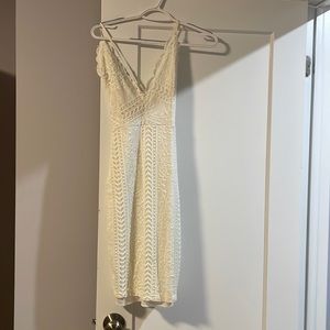 White crochet mini dress